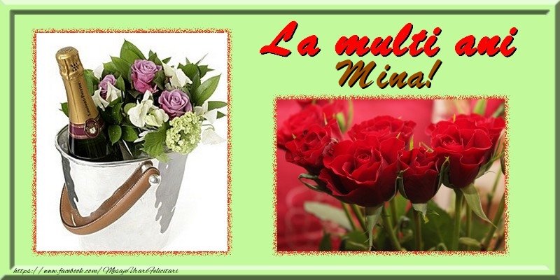Felicitari de la multi ani - Flori & Trandafiri & 1 Poza & Ramă Foto | La multi ani Mina