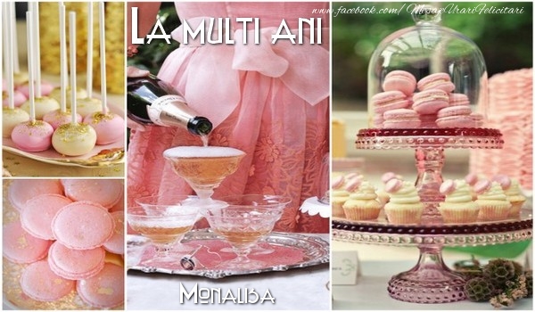 Felicitari de la multi ani - Sampanie & Tort & 1 Poza & Ramă Foto | La multi ani Monalisa