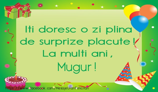 Felicitari de la multi ani - Baloane & Cadou & Tort | Iti doresc o zi plina de surprize placute! La multi ani, Mugur!