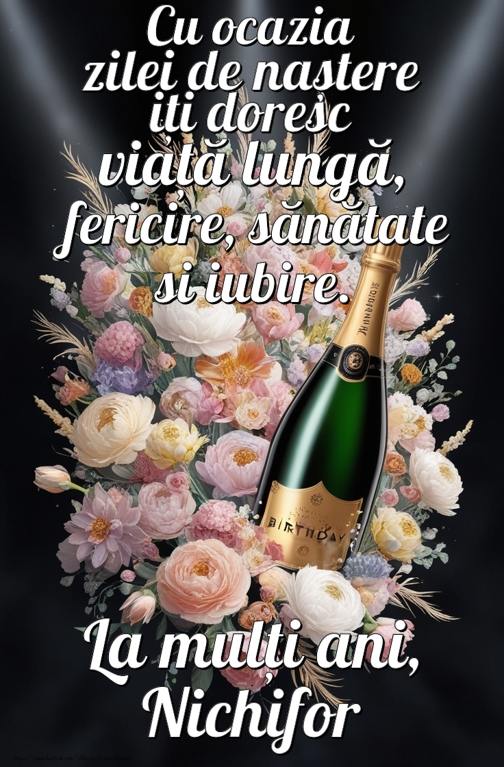 Felicitari de la multi ani - Flori & Sampanie | Personalizează felicitarea cu nume