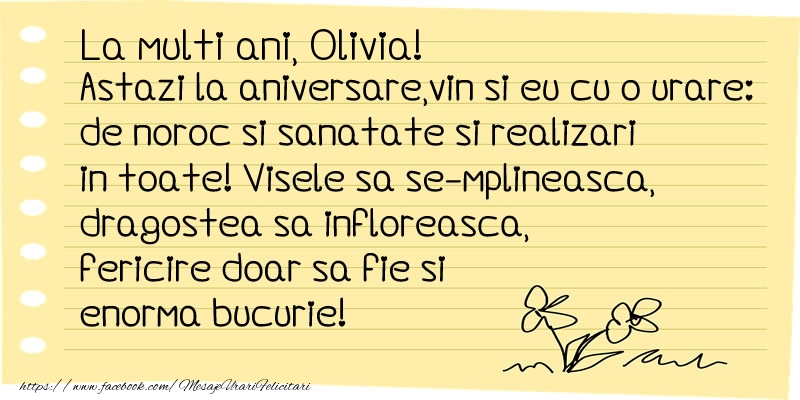 Felicitari de la multi ani - La multi ani Olivia!