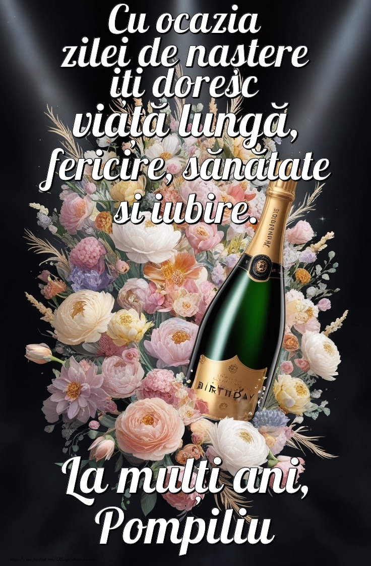 Felicitari de la multi ani - Flori & Sampanie | Personalizează felicitarea cu nume
