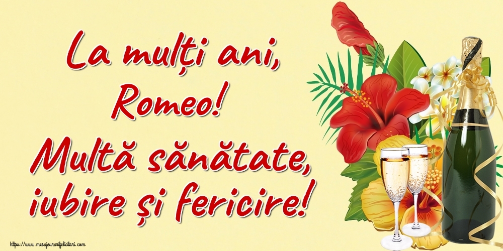 Felicitari de la multi ani - Sampanie | La mulți ani, Romeo! Multă sănătate, iubire și fericire!