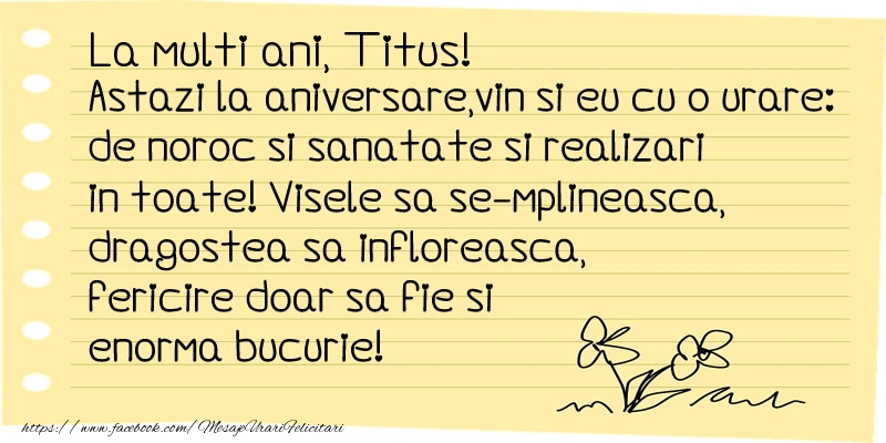 Felicitari de la multi ani - Flori & Mesaje | La multi ani Titus!