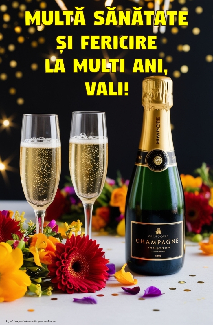Felicitari de la multi ani - Sampanie | Felicitare personalizata cu nume sarbatorit