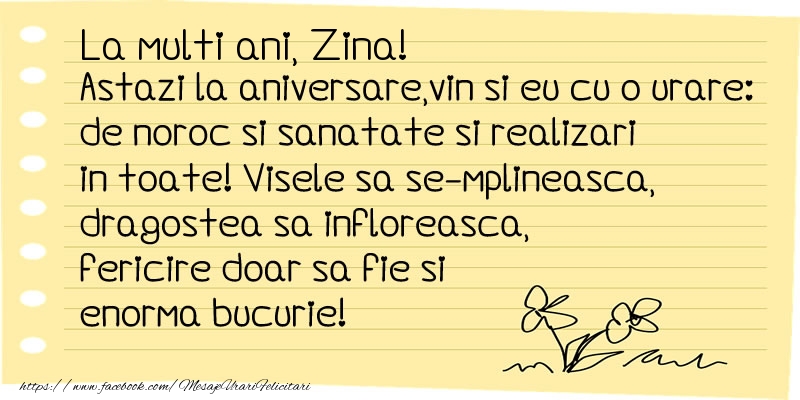 Felicitari de la multi ani - La multi ani Zina!