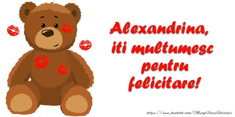 Felicitari de multumire - Ursuleti | Alexandrina iti multumesc pentru felicitare!