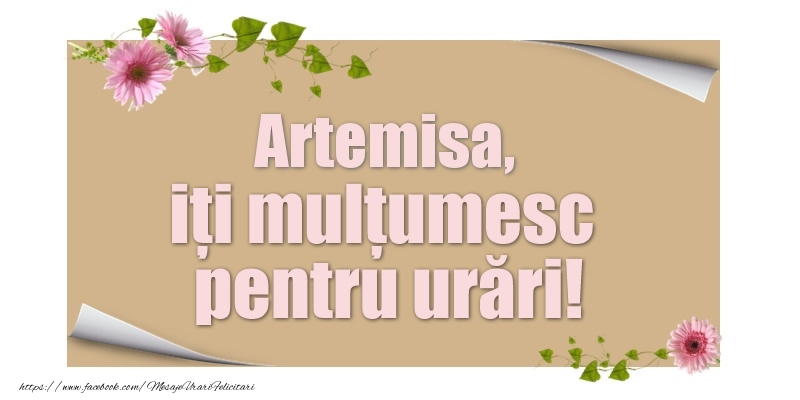 Felicitari de multumire - Artemisa, iți mulțumesc pentru urări!