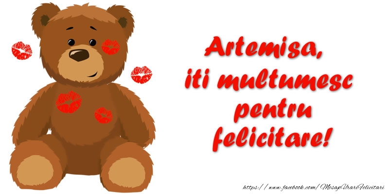 Felicitari de multumire - Ursuleti | Artemisa iti multumesc pentru felicitare!