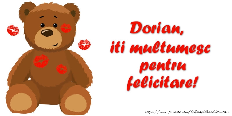 Felicitari de multumire - Ursuleti | Dorian iti multumesc pentru felicitare!