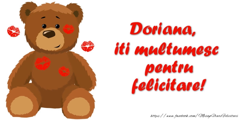 Felicitari de multumire - Ursuleti | Doriana iti multumesc pentru felicitare!