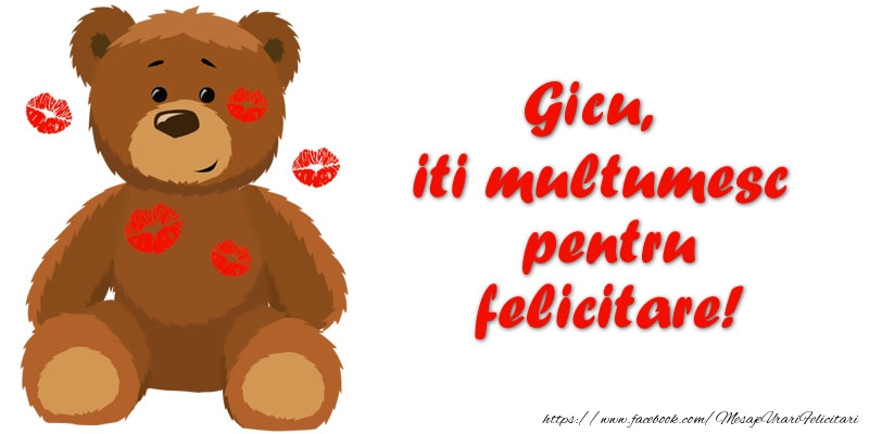 Felicitari de multumire - Ursuleti | Gicu iti multumesc pentru felicitare!