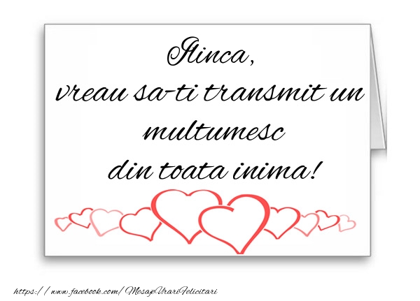 Felicitari de multumire - ❤️❤️❤️ Inimioare | Ilinca, vreau sa-ti transmit un multumesc din toata inima!