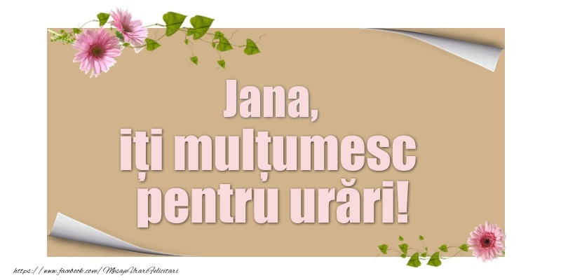 Felicitari de multumire - Jana, iți mulțumesc pentru urări!