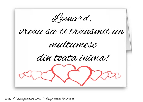 Felicitari de multumire - Leonard, vreau sa-ti transmit un multumesc din toata inima!