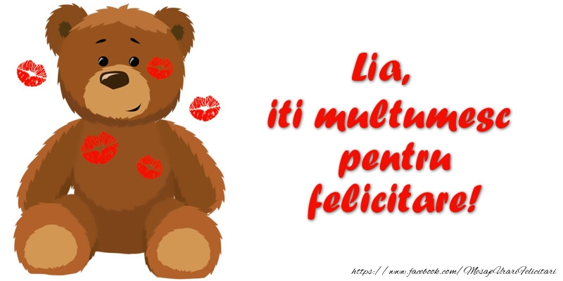 Felicitari de multumire - Ursuleti | Lia iti multumesc pentru felicitare!