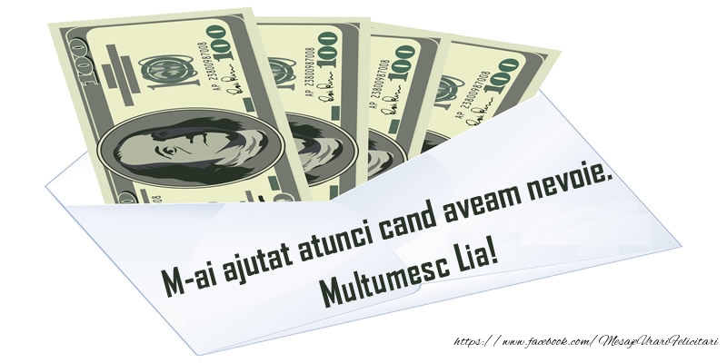 Felicitari de multumire - M-ai ajutat atunci cand aveam nevoie. Multumesc Lia!