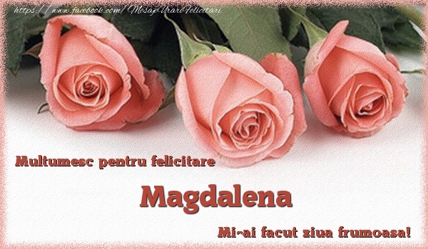 Felicitari de multumire - Multumesc pentru felicitare Magdalena! Mi-ai facut ziua frumoasa!