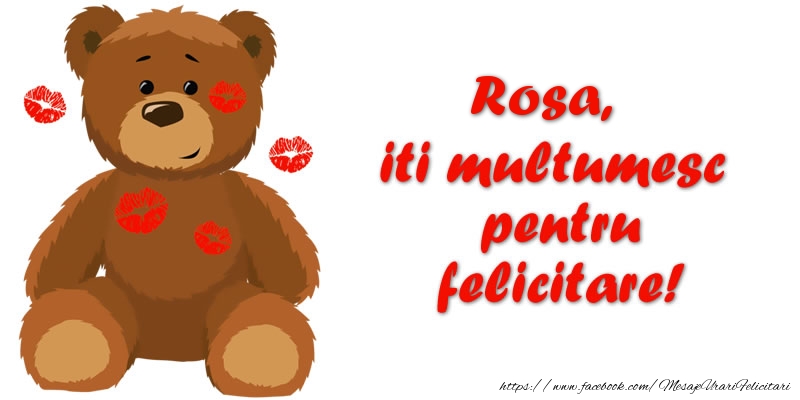 Felicitari de multumire - Ursuleti | Rosa iti multumesc pentru felicitare!