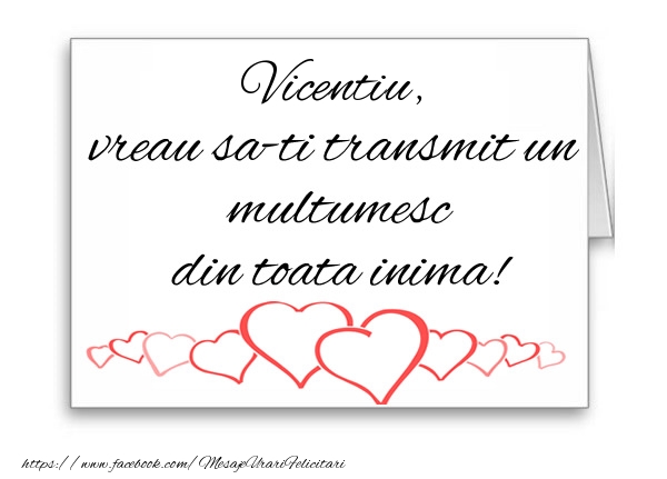 Felicitari de multumire - Vicentiu, vreau sa-ti transmit un multumesc din toata inima!