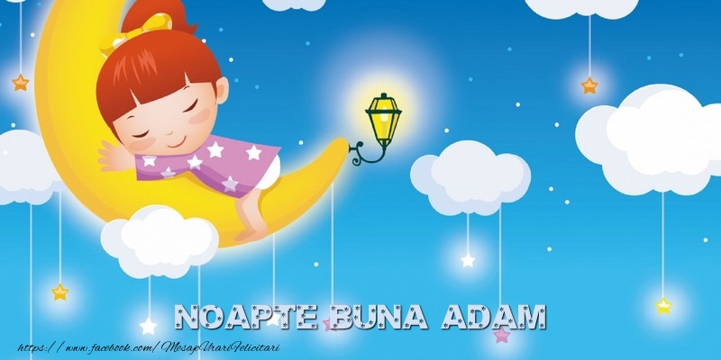 Felicitari de noapte buna - Luna & Stele & Animație | Noapte buna Adam