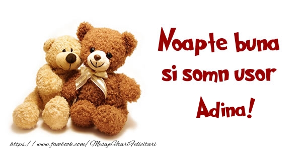 Felicitari de noapte buna - Ursuleti | Noapte buna si Somn usor Adina!
