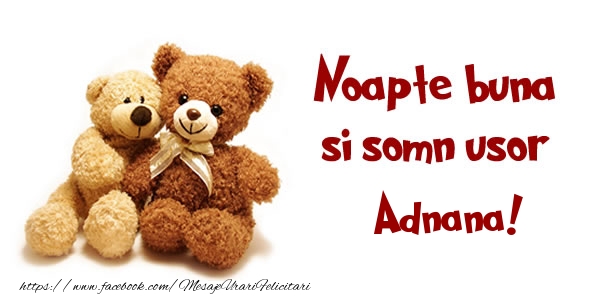 Felicitari de noapte buna - Ursuleti | Noapte buna si Somn usor Adnana!