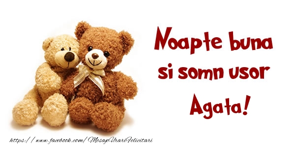 Felicitari de noapte buna - Ursuleti | Noapte buna si Somn usor Agata!