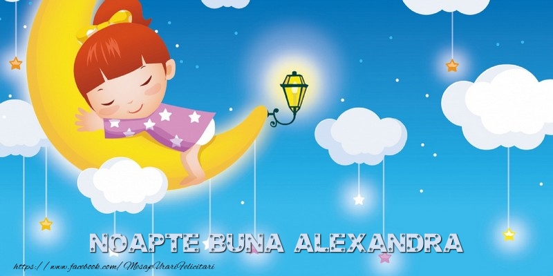 Felicitari de noapte buna - Luna & Stele & Animație | Noapte buna Alexandra