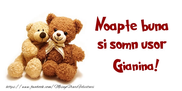 Felicitari de noapte buna - Ursuleti | Noapte buna si Somn usor Gianina!