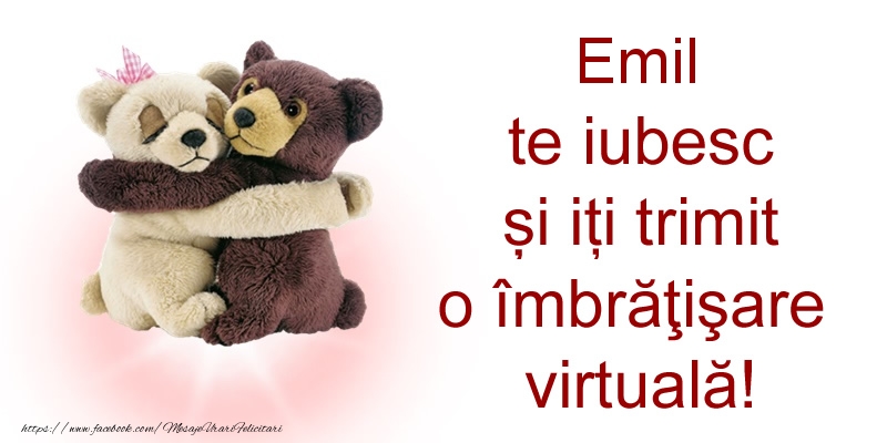 Felicitari de prietenie - Emil te iubesc și iți trimit o îmbrăţişare virtuală!