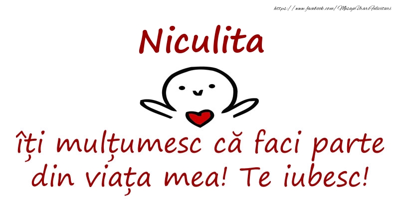 Felicitari de prietenie - Niculita, îți mulțumesc că faci parte din viața mea! Te iubesc!