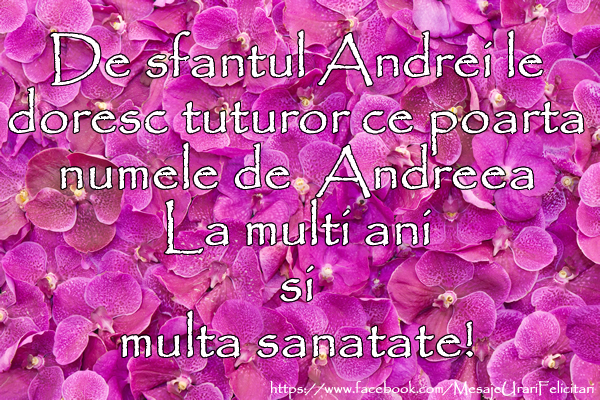 Felicitari de Sfantul Andrei - De sfantul Andrei le doresc tututror ce poarte numele Andreea La multi ani si multa sanatate!