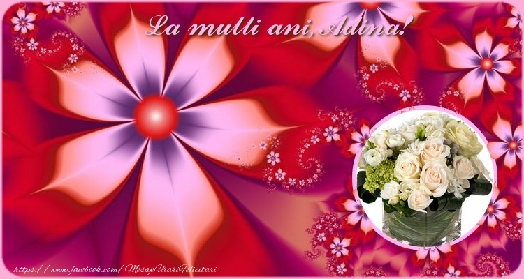 Felicitari de zi de nastere - Flori & 1 Poza & Ramă Foto | La multi ani Adina