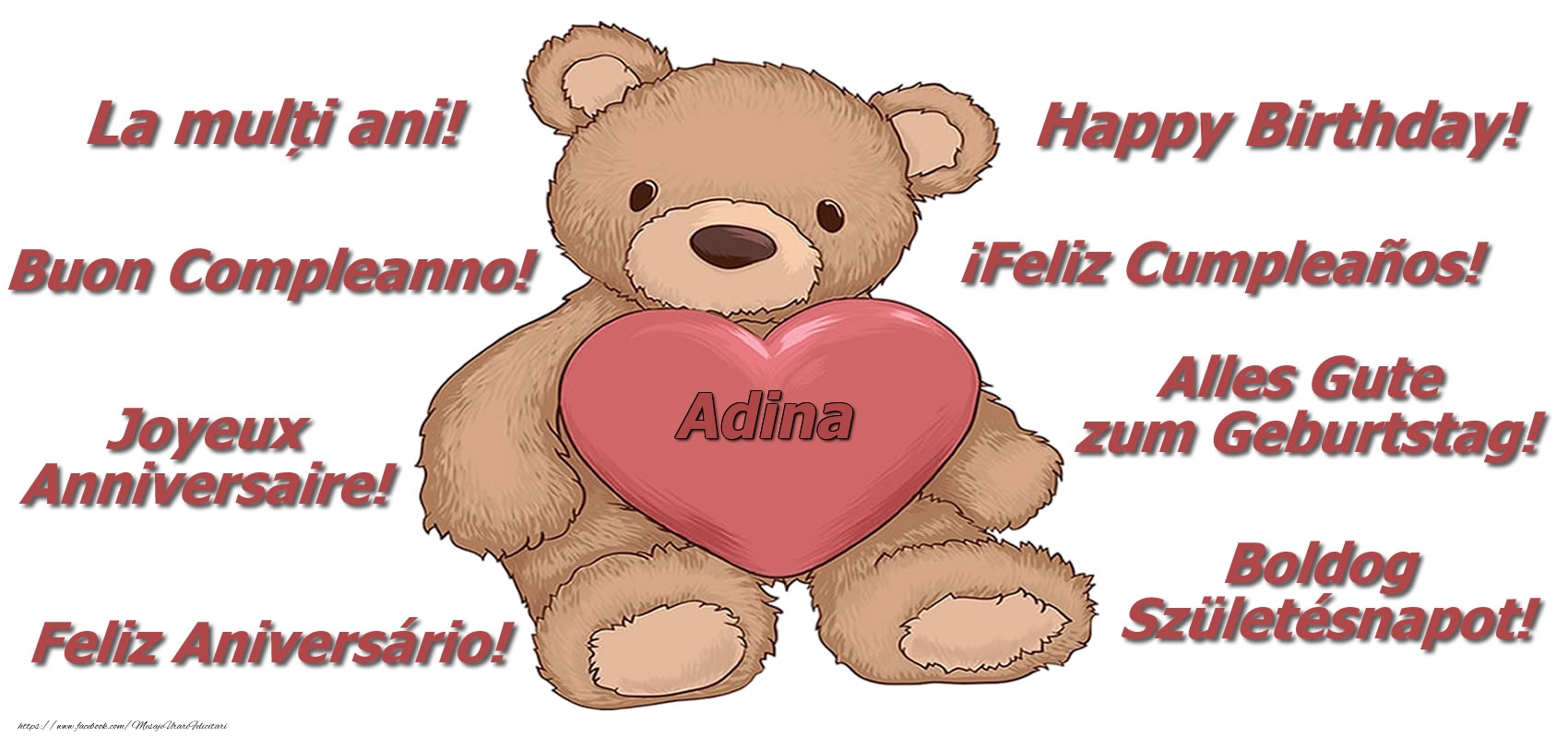 Felicitari de zi de nastere - La multi ani Adina! - Ursulet