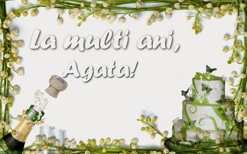 Felicitari de zi de nastere - Sampanie & Tort | La multi ani, Agata!