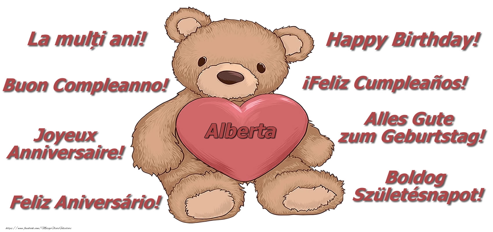 Felicitari de zi de nastere - La multi ani Alberta! - Ursulet