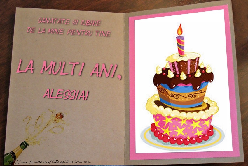 Felicitari de zi de nastere - 1 Poza & Ramă Foto & Tort | La multi ani, Alessia!