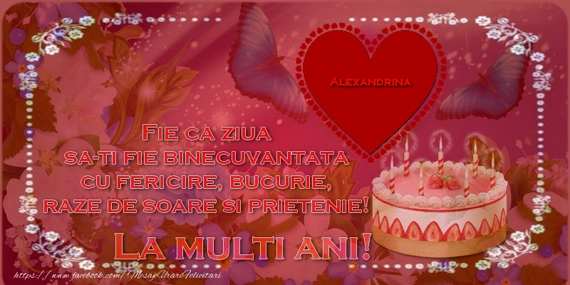 Felicitari de zi de nastere - Flori & Tort & 1 Poza & Ramă Foto | La multi ani, Alexandrina!