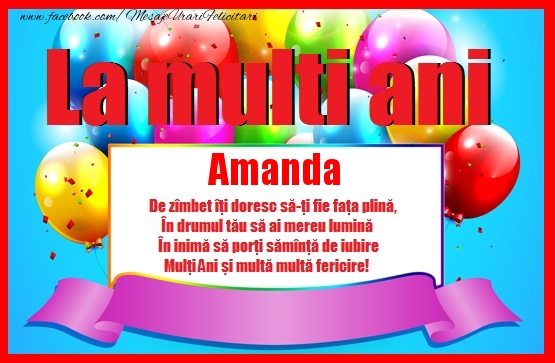 Felicitari de zi de nastere - La multi ani Amanda