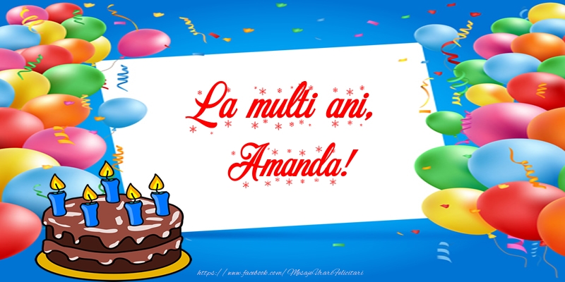Felicitari de zi de nastere - Tort | La multi ani, Amanda!