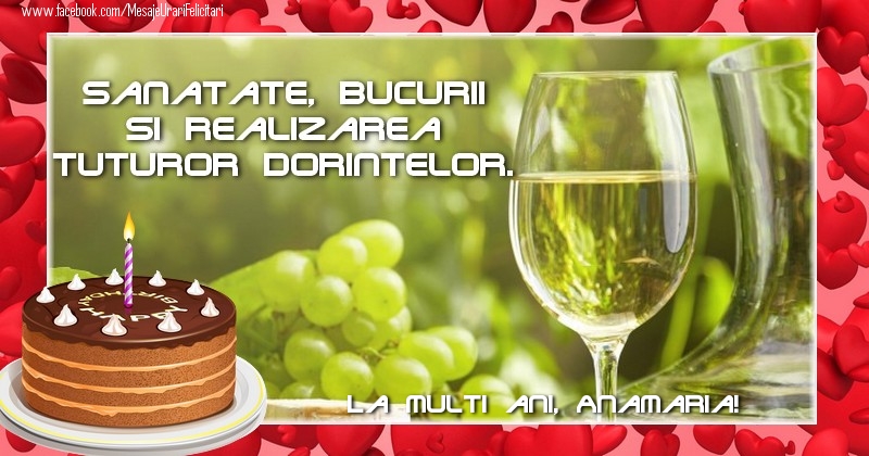Felicitari de zi de nastere - Tort & 1 Poza & Ramă Foto | La multi ani, Anamaria!