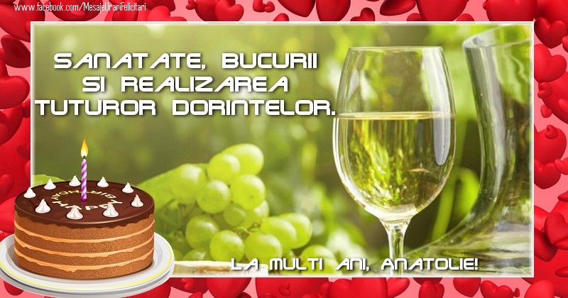 Felicitari de zi de nastere - Tort & 1 Poza & Ramă Foto | La multi ani, Anatolie!