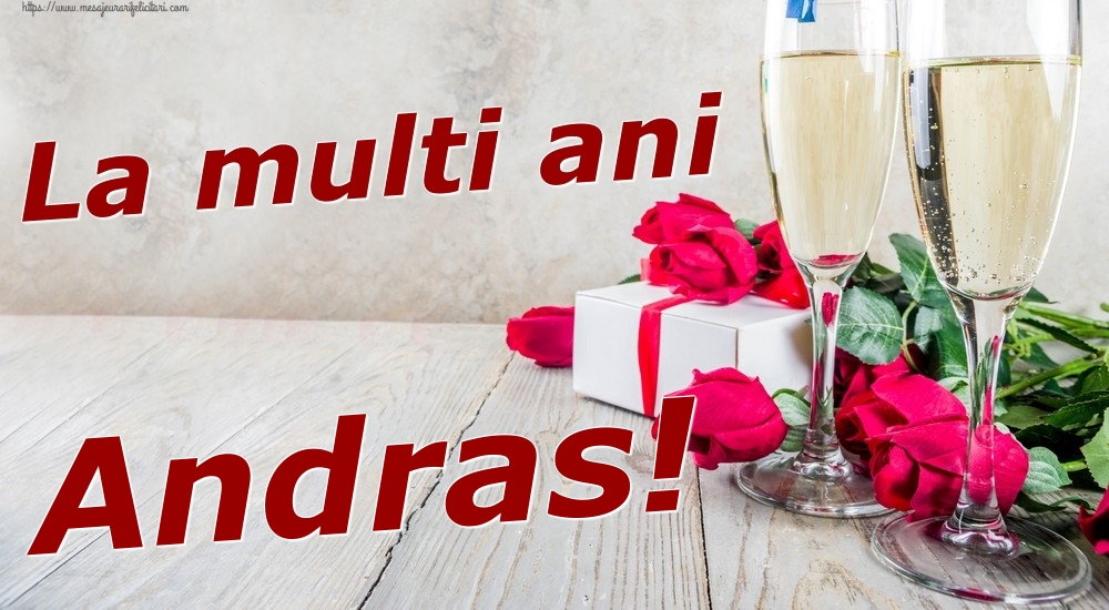 Felicitari de zi de nastere - Sampanie & Trandafiri | La multi ani Andras!