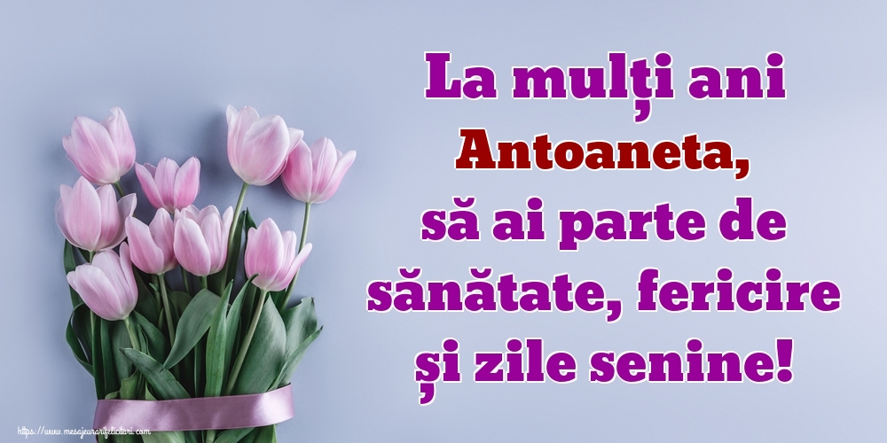 Felicitari de zi de nastere - Flori | La mulți ani Antoaneta, să ai parte de sănătate, fericire și zile senine!