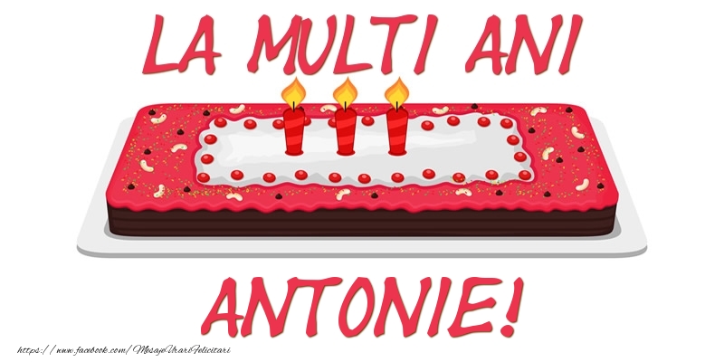 Felicitari de zi de nastere -  Tort La multi ani Antonie!