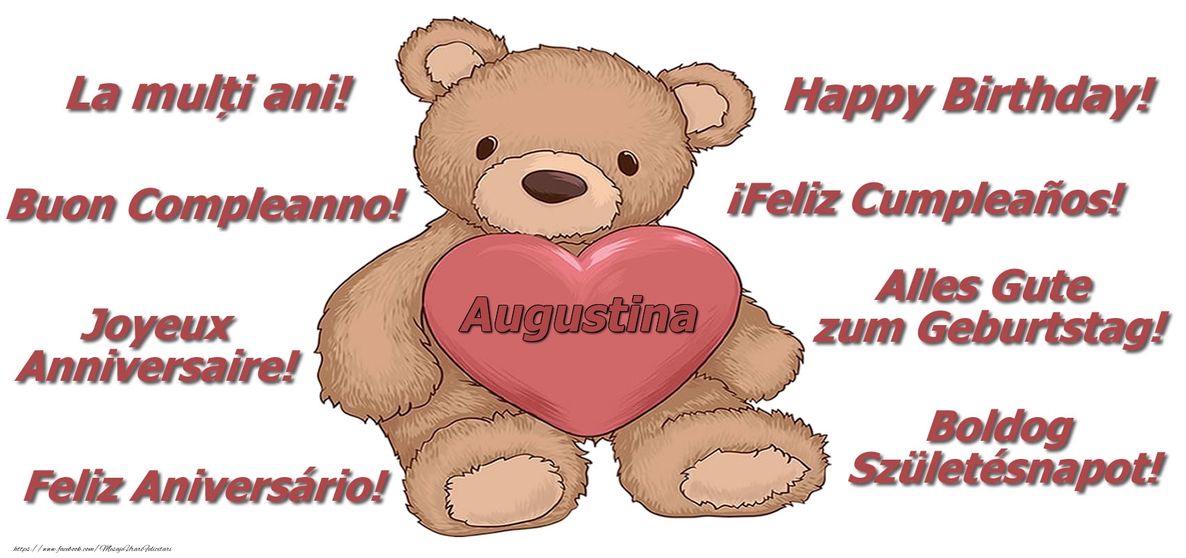 Felicitari de zi de nastere - Ursuleti | La multi ani Augustina! - Ursulet