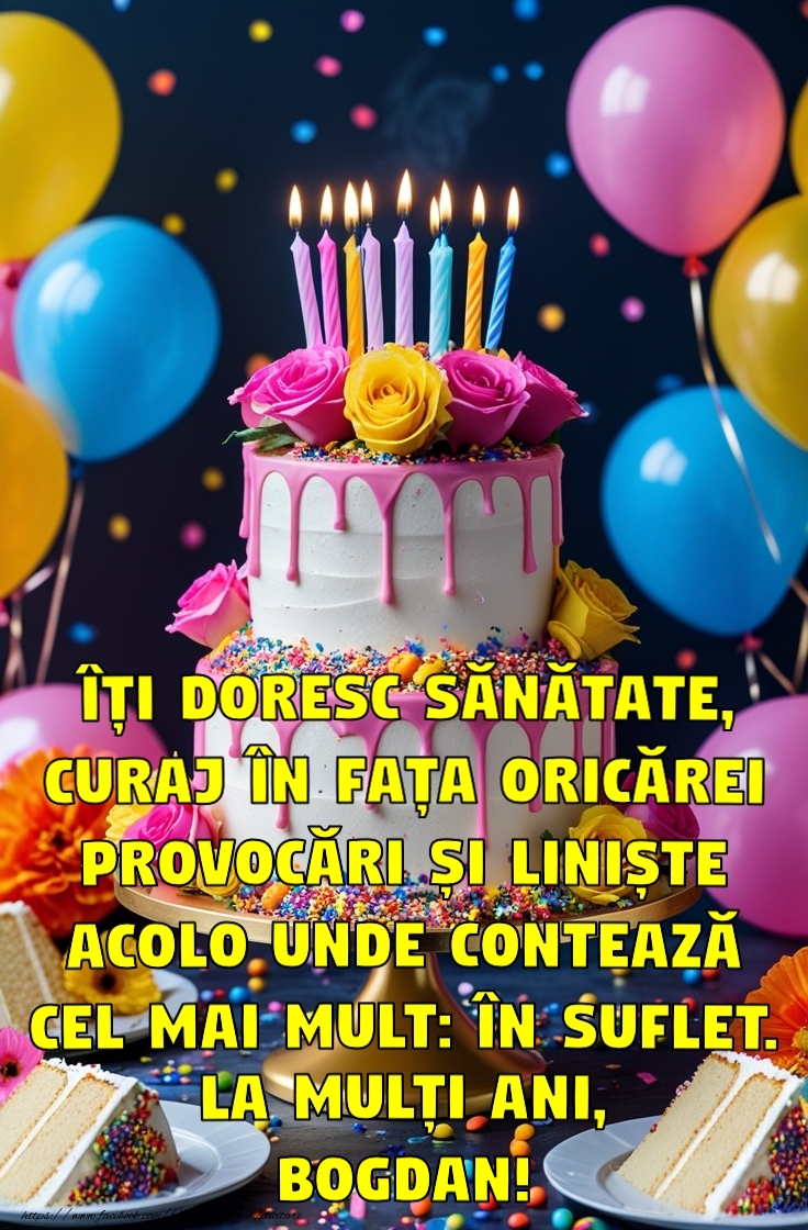 poze la multi ani bogdan Mesaj de la multi ani cu tort si baloane colorate