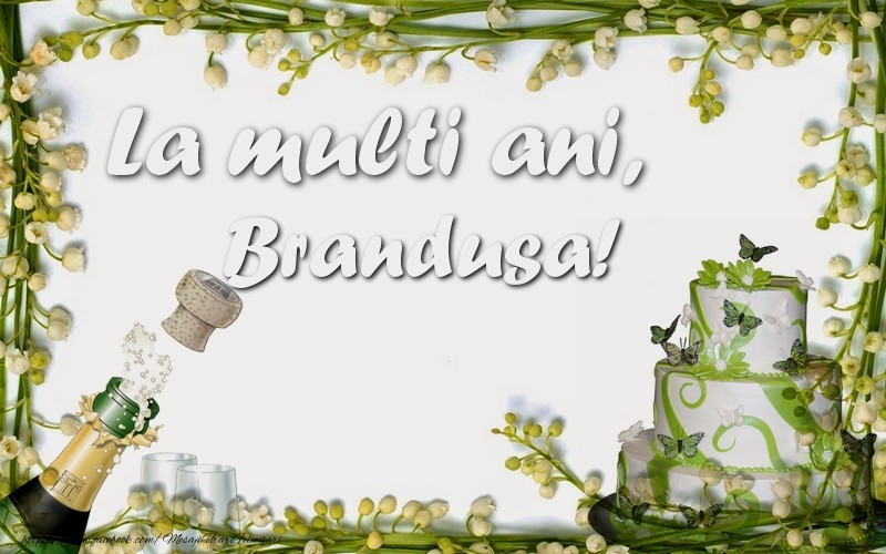 Felicitari de zi de nastere - Sampanie & Tort | La multi ani, Brandusa!