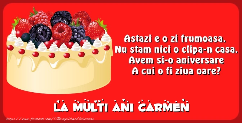 Felicitari de zi de nastere - La multi ani Carmen